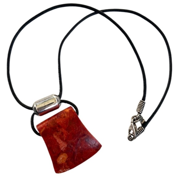 Silpada Sponge Coral Leather Necklace - Picture 1 of 8